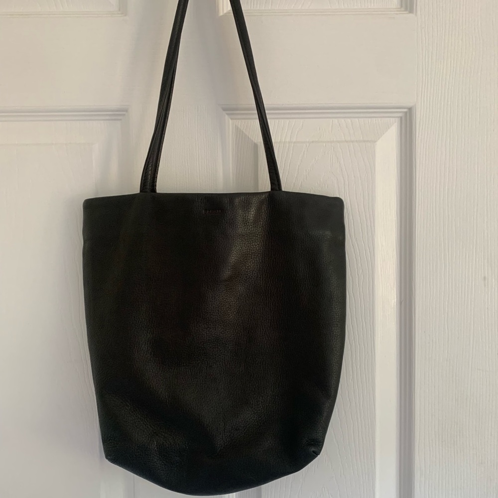 baggu black leather tote
